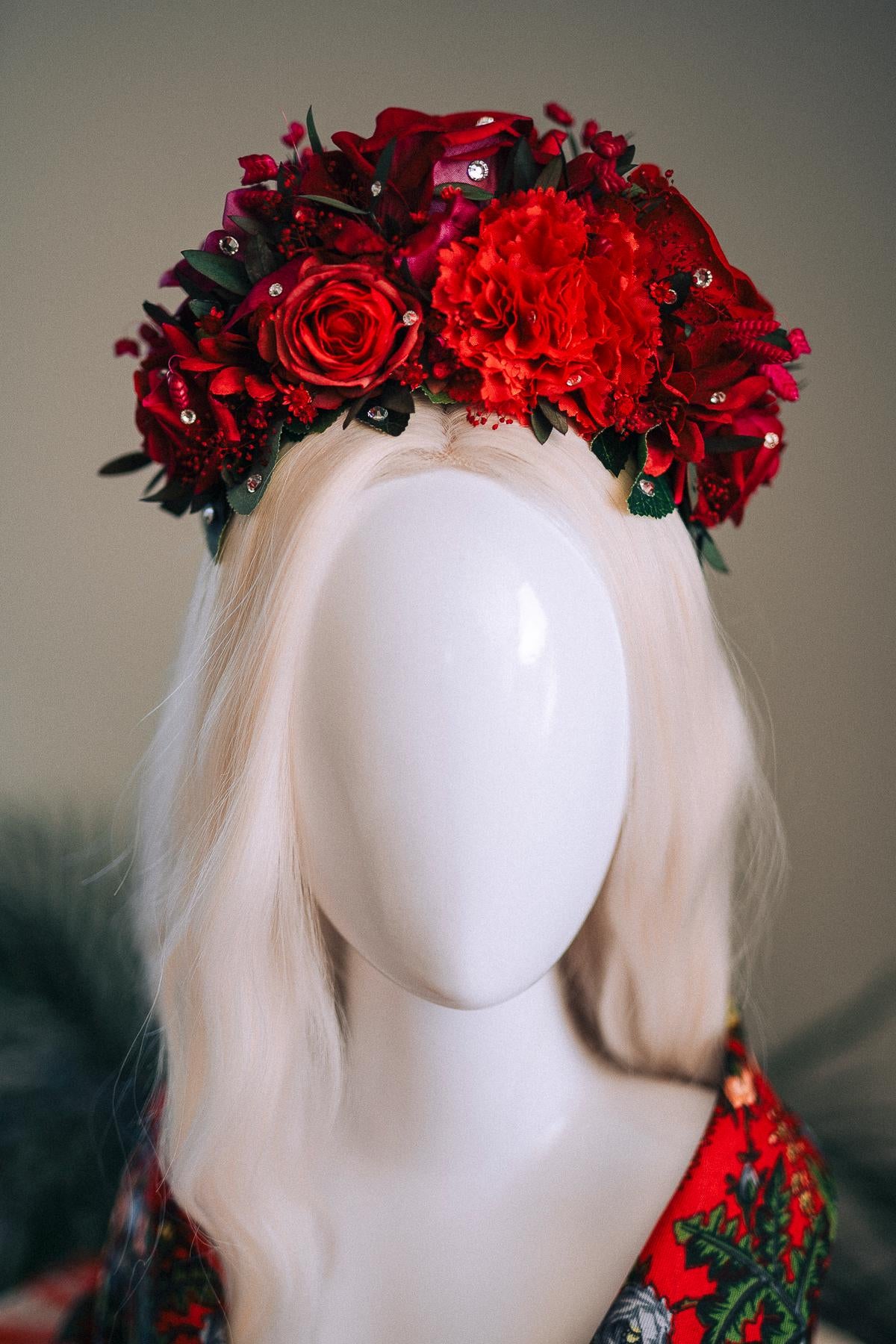 SALE Red Flower Crown, Frida Crown, Day Of The Dead Headpiece, Mexican Flower Tiara, Festival Crown, Frida Costume, La Catrina