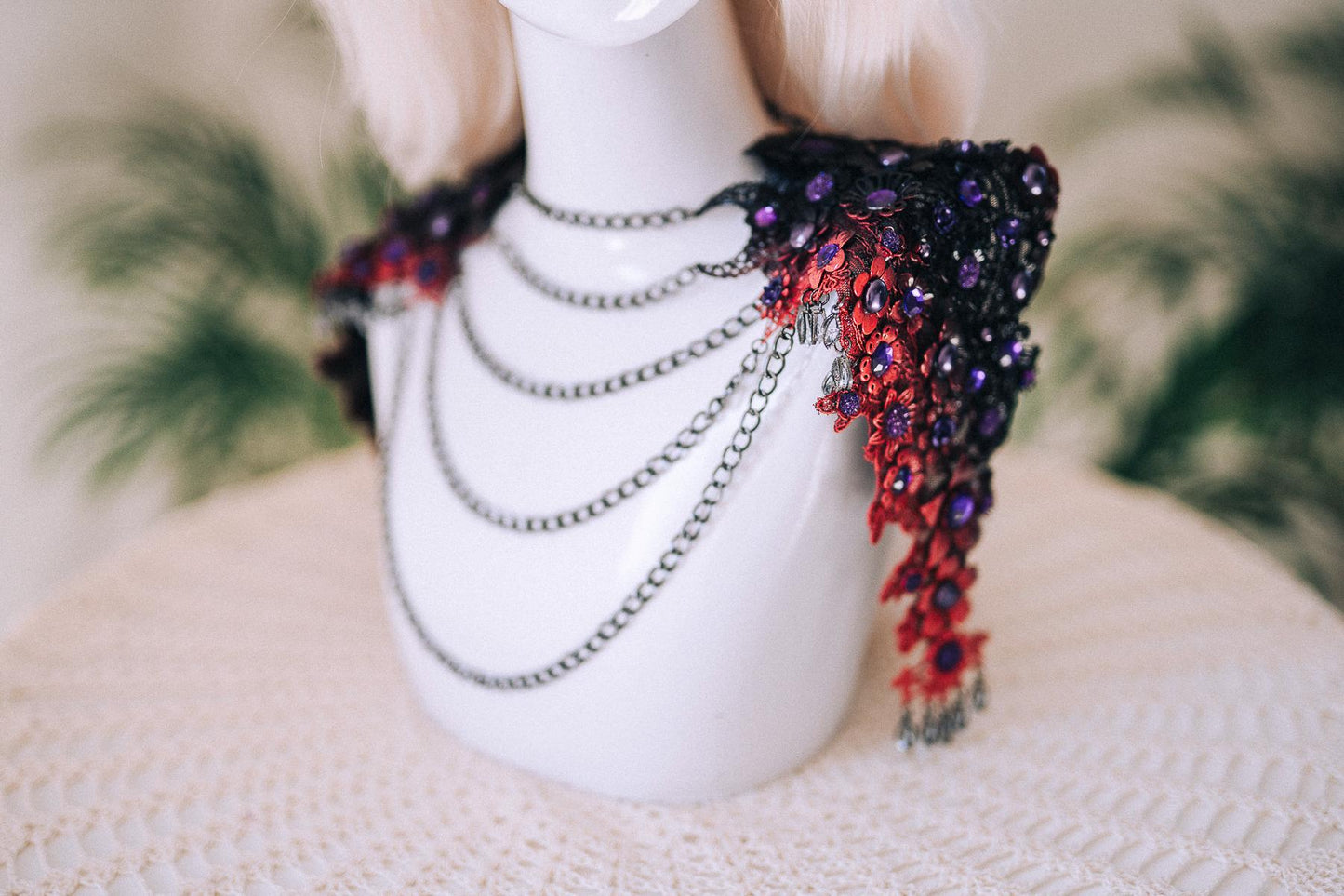 Dragon Queen Necklace, Black Red Gothic Necklace, Fantasy Statement Necklace, Cosplay Necklace, Mythical Goddess Necklace, Gothic Jewelry