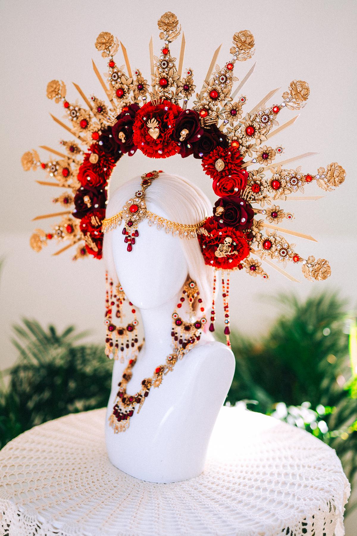 La Catrina Skull Flower Earrings Statement Jewelry Day Of Dead Dia De Muertos Festival Accessory Mexican Style Gothic Earring Set