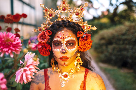 La Catrina Hairpins Set Red Flower Hair Accessories Day Of The Dead Dia De Muertos Halloween Hairpiece Floral Festival Hair Clips