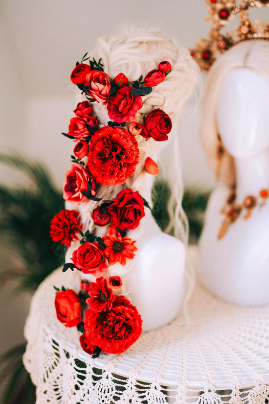 La Catrina Red Floral Statement Earrings Day Of The Dead Accessories Mexican Costume Festival Jewelry Dia De Los Muertos Look