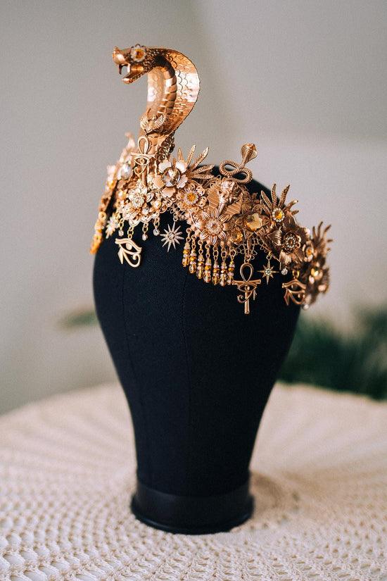 Cleopatra Snake Crown Gold Egyptian Headpiece Halloween Costume Tiara Goddess Ankh Eye Of Horus Accessories Jewelry