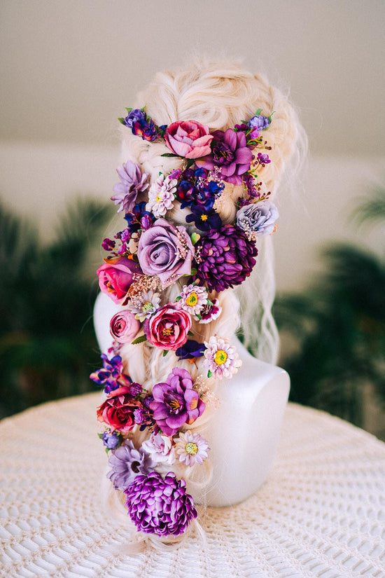 La Catrina Hairpins Purple Flower Hair Accessories Halloween Costume Day Of The Dead Dia De Muertos Boho Festival Hair Jewelry Set