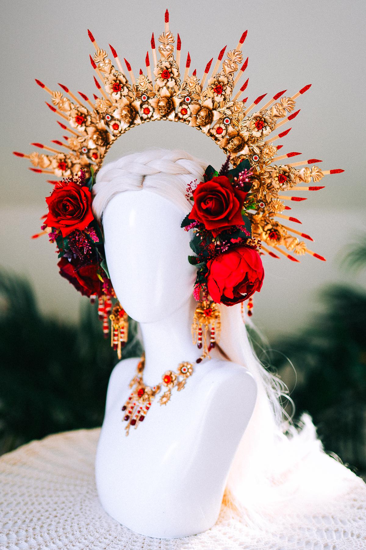 La Catrina Earrings Floral Skull Jewelry Mexican Dia De Los Muertos Statement Earrings Colorful Halloween Costume Jewelry