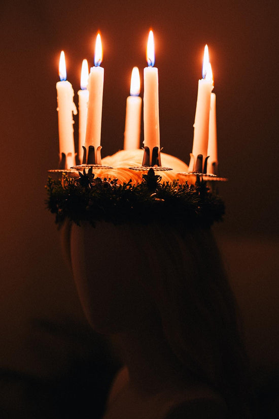 St Lucia Crown Candle Headpiece Christmas Halo Crown Festival Costume Pagan Ritual Tiara Winter Solstice Headpiece