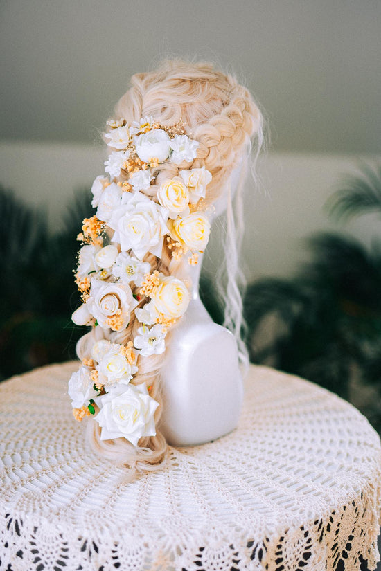 Bridal Hairpins Set White Flower Hair Accessories Wedding Hairpiece Floral Hair Pins Romantic Headpiece Bride Hair Decoration