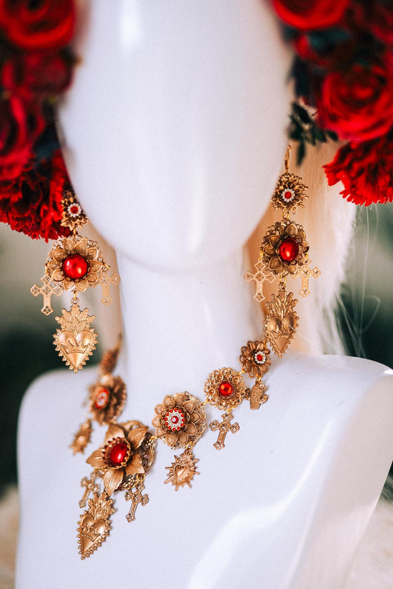 La Catrina Hairpins Set Red Flower Hair Accessories Day Of The Dead Dia De Muertos Halloween Hairpiece Floral Festival Hair Clips