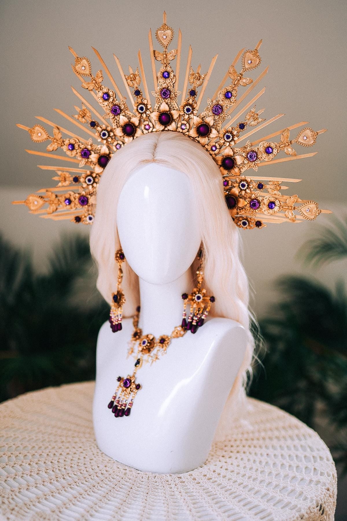 La Catrina Hairpins Purple Flower Hair Accessories Halloween Costume Day Of The Dead Dia De Muertos Boho Festival Hair Jewelry Set