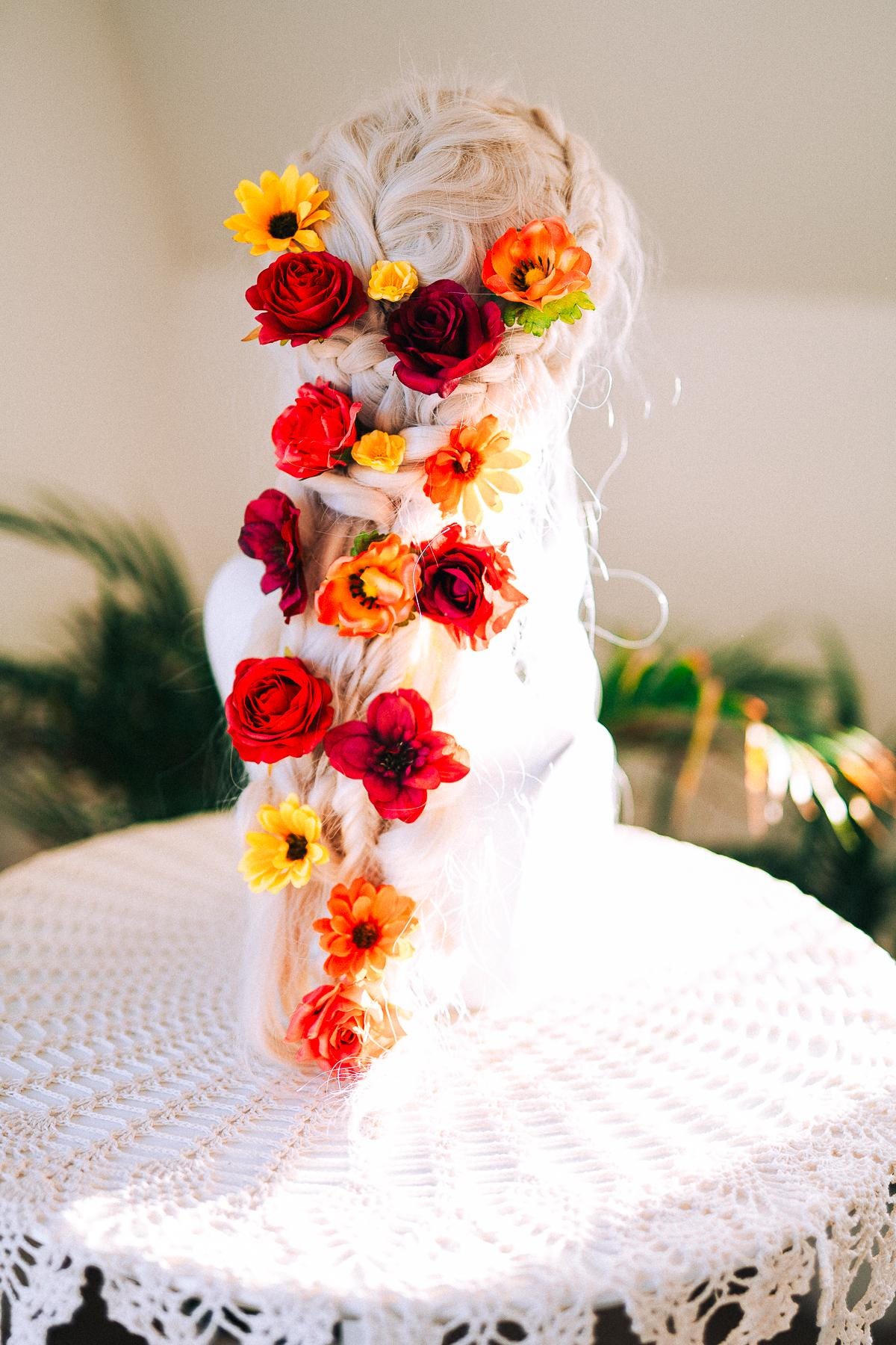 La Catrina Necklace Red Roses Gold Flowers Sacred Heart Mexican Día De Los Muertos Jewelry Spiritual Festival Goddess Choker