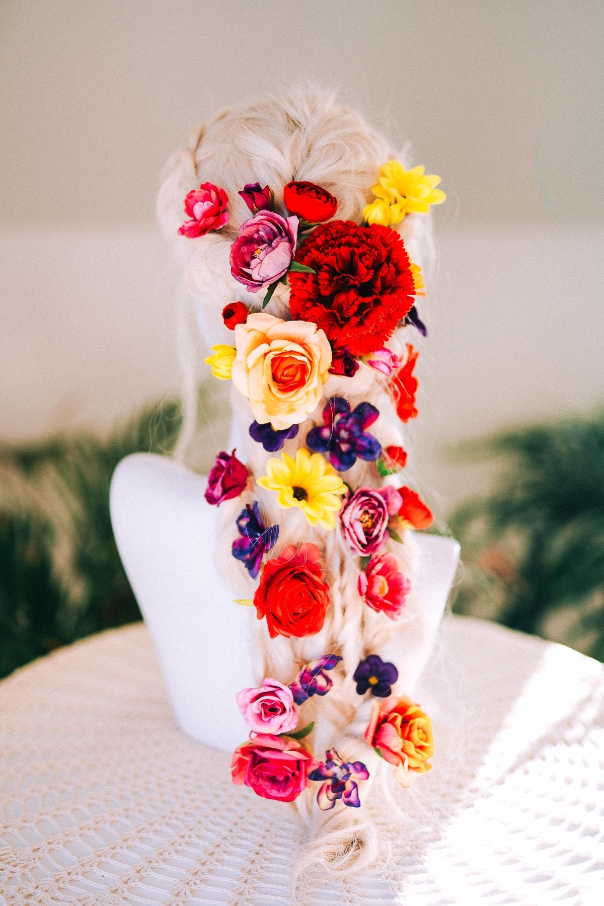 La Catrina Full Hairpin Set Red Flower Hair Accessories Gold Floral Hairpiece Day Of The Dead Sugar Skull Calavera Halloween Costume Hair