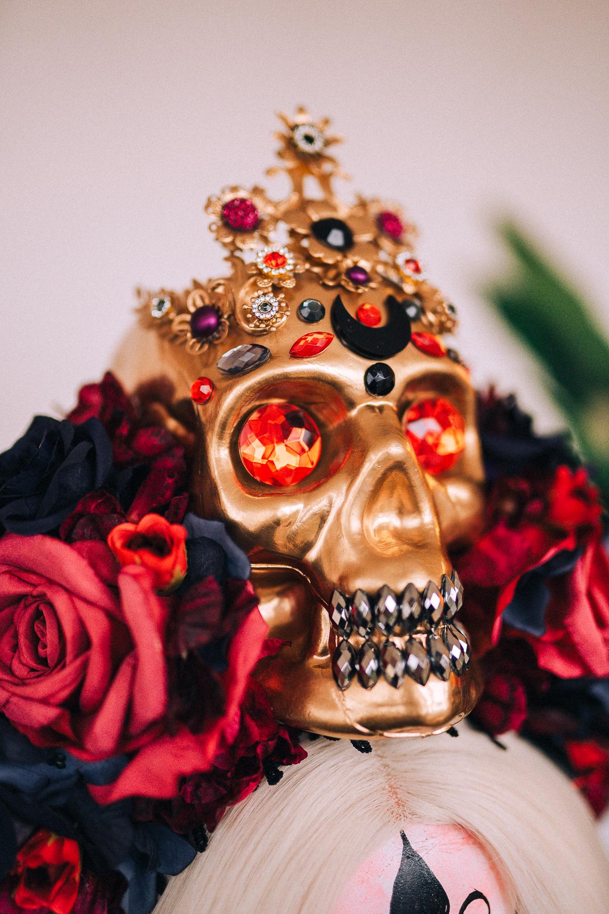 SALE La Catrina Crown, Día De Los Muertos Headdress, Colourful Skull Crown, Corona De Flores, Carnival Costume, Gothic Flower Headpiece