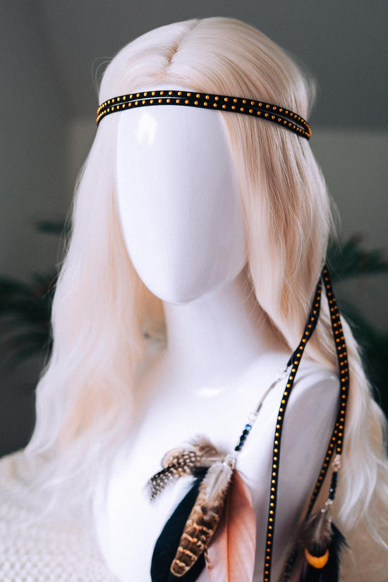 Boho Feather Headband, Natural Festival Headpiece, Handmade Bohemian Hair Accessory, Statement Carnival Costume Headband