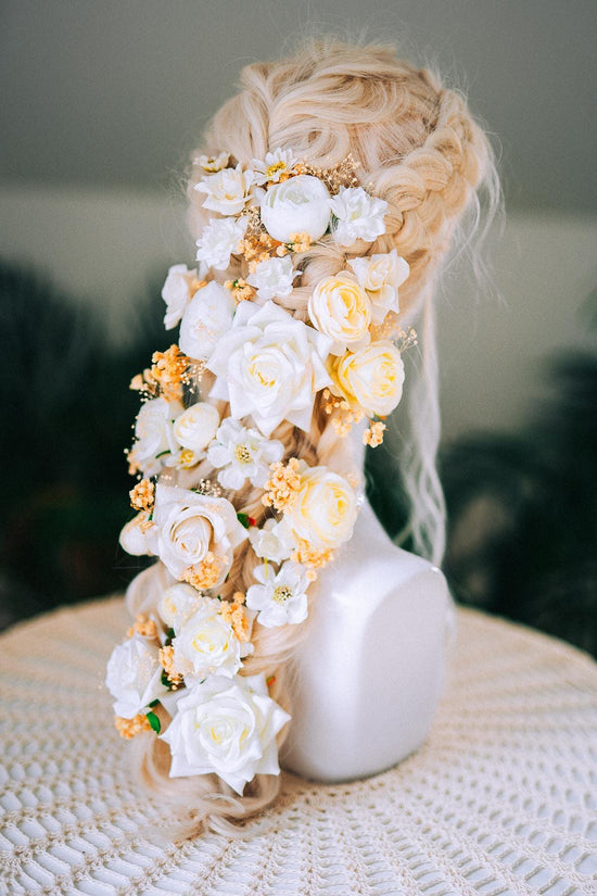 Bridal Hairpins Set White Flower Hair Accessories Wedding Hairpiece Floral Hair Pins Romantic Headpiece Bride Hair Decoration