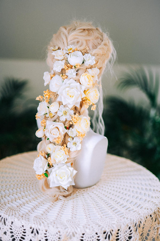 Bridal Hairpins Set White Flower Hair Accessories Wedding Hairpiece Floral Hair Pins Romantic Headpiece Bride Hair Decoration