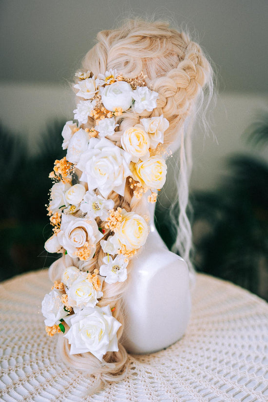 Bridal Hairpins Set White Flower Hair Accessories Wedding Hairpiece Floral Hair Pins Romantic Headpiece Bride Hair Decoration