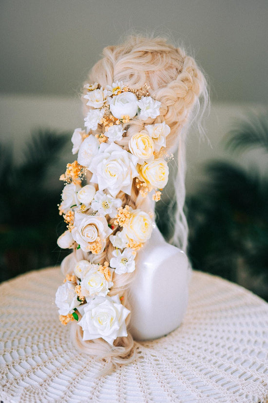 Bridal Hairpins Set White Flower Hair Accessories Wedding Hairpiece Floral Hair Pins Romantic Headpiece Bride Hair Decoration