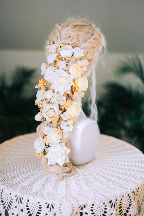 Bridal Hairpins Set White Flower Hair Accessories Wedding Hairpiece Floral Hair Pins Romantic Headpiece Bride Hair Decoration