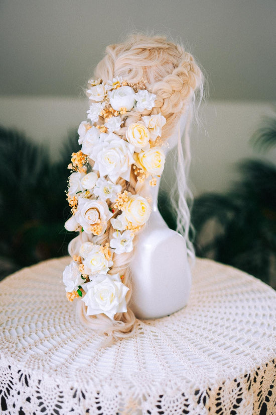 Bridal Hairpins Set White Flower Hair Accessories Wedding Hairpiece Floral Hair Pins Romantic Headpiece Bride Hair Decoration