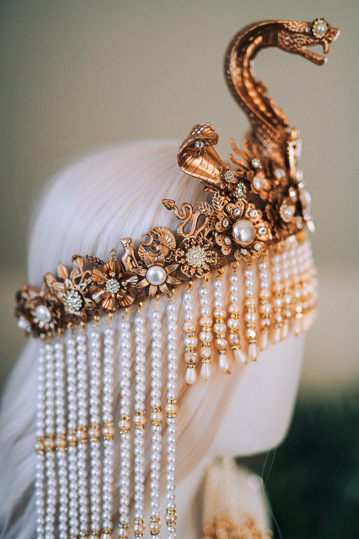 Cleopatra Pearl Crown, Egyptian Queen Crown, Festival Headpiece, Carnival Cleopatra Crown, Luxury Carnival Crown, Halloween Cleopatra Crown
