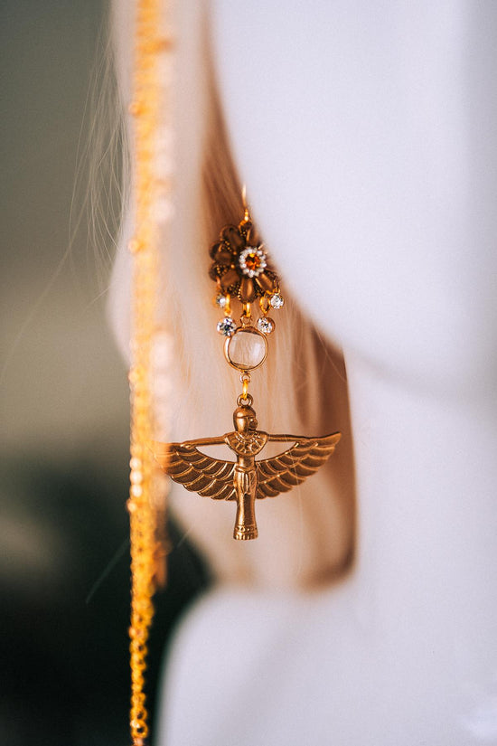 Cleopatra Earrings Gold Goddess Jewelry Serpent Inspired Statement Egypt Costume Halloween Royal Accessories Carnival Look