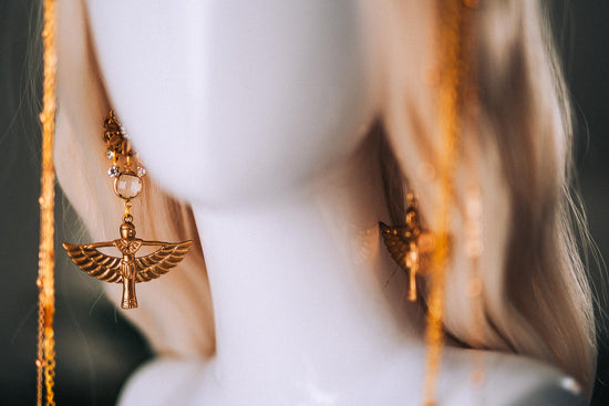 Cleopatra Earrings Gold Goddess Jewelry Serpent Inspired Statement Egypt Costume Halloween Royal Accessories Carnival Look