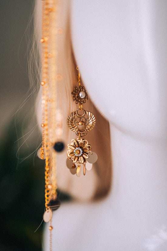 Cleopatra Cobra Gold Crown Snake Headpiece Goddess Crown Egyptian Wedding Tiara Gold Crown with Chains Costume Headpiece Festival