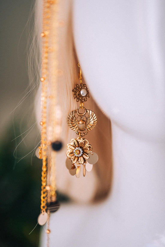 Cleopatra Cobra Gold Crown Snake Headpiece Goddess Crown Egyptian Wedding Tiara Gold Crown with Chains Costume Headpiece Festival