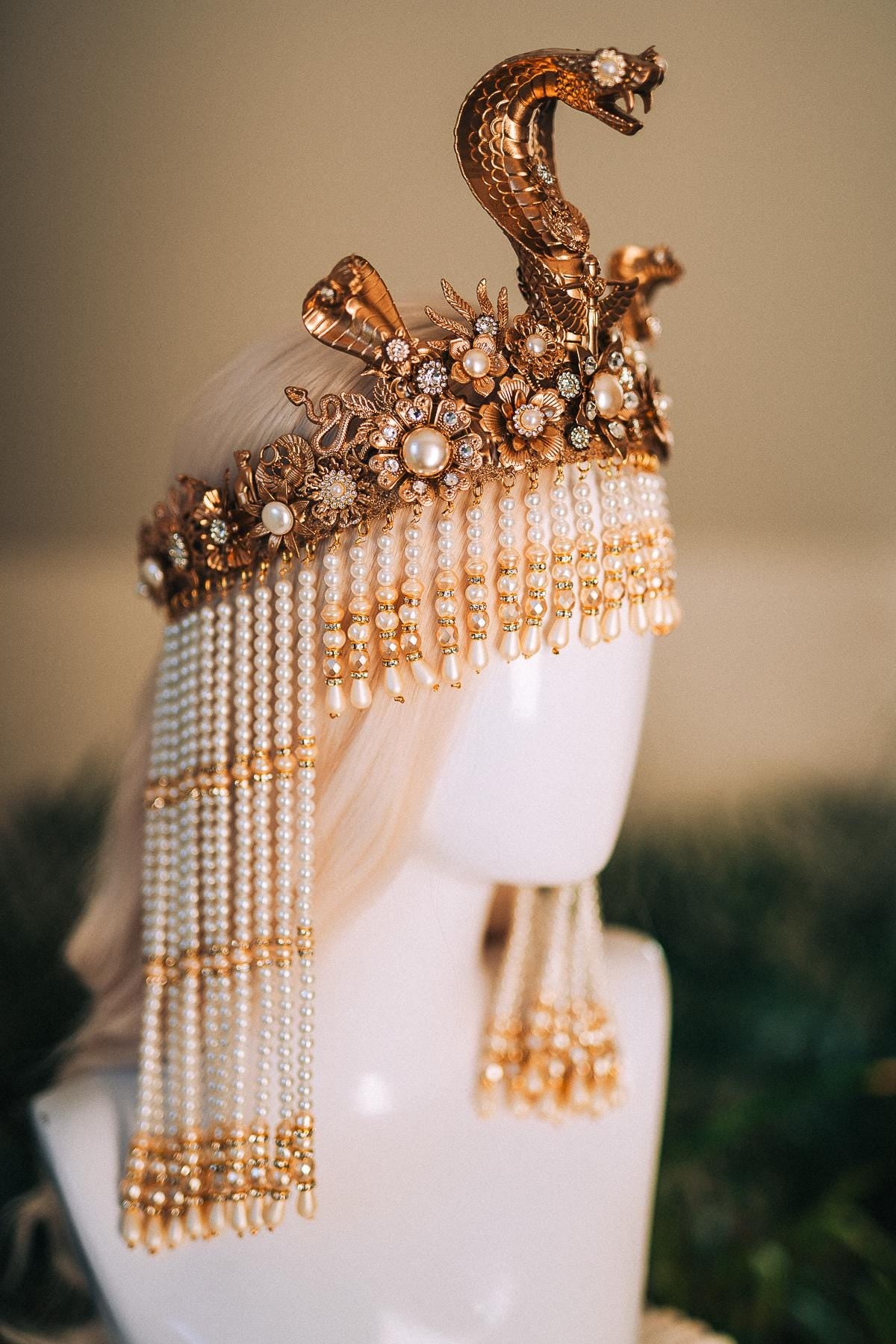 Cleopatra Pearl Crown, Egyptian Queen Crown, Festival Headpiece, Carnival Cleopatra Crown, Luxury Carnival Crown, Halloween Cleopatra Crown