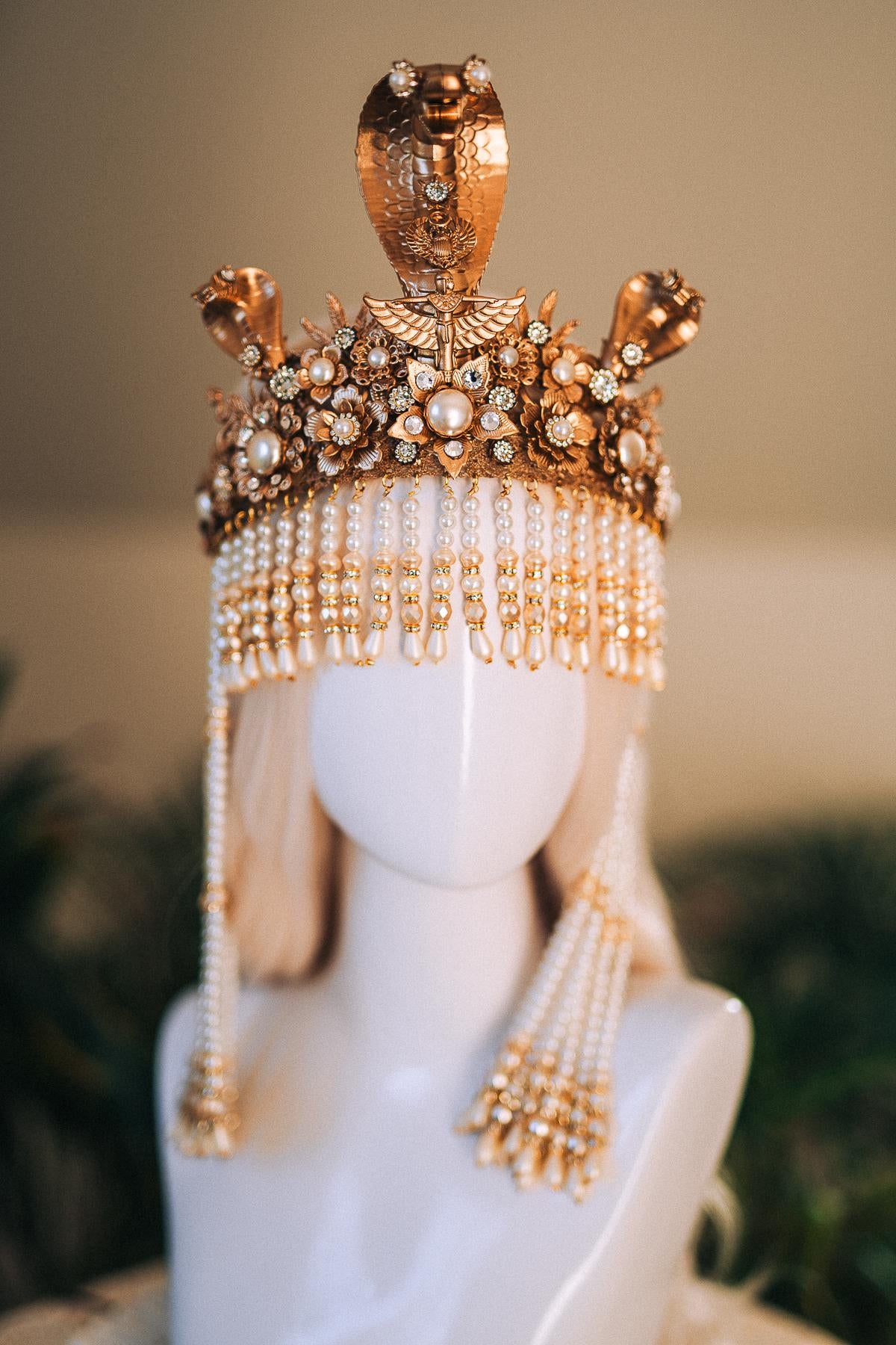Cleopatra Pearl Crown, Egyptian Queen Crown, Festival Headpiece, Carnival Cleopatra Crown, Luxury Carnival Crown, Halloween Cleopatra Crown