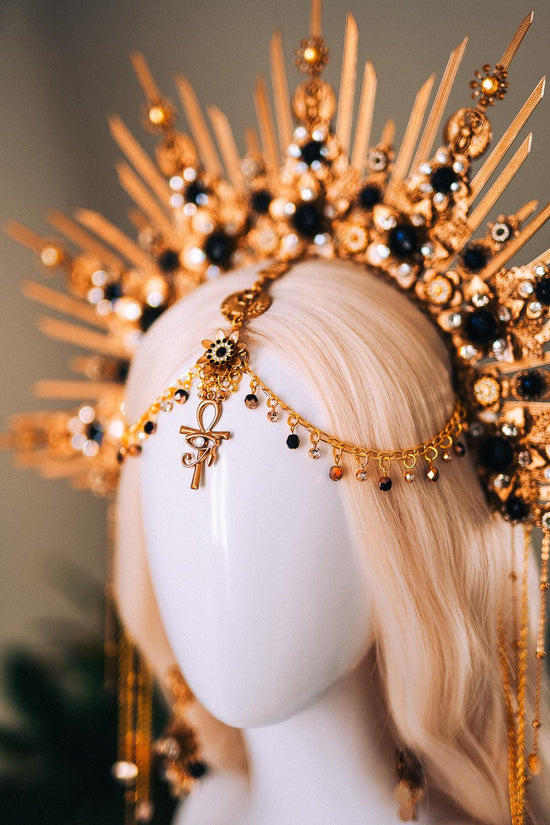 Cleopatra Earrings Gold Statement Jewelry Pearl Dangle Egyptian Queen Costume Festival Look Halloween Accessory Regal Style