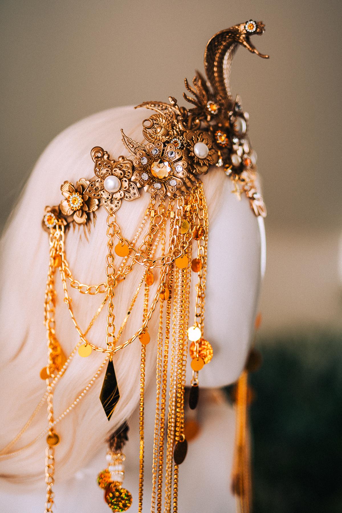 Cleopatra Gold Snake Crown Cobra Headpiece Egyptian Halo Crown Festival Goddess Headpiece Halloween Costume Tiara