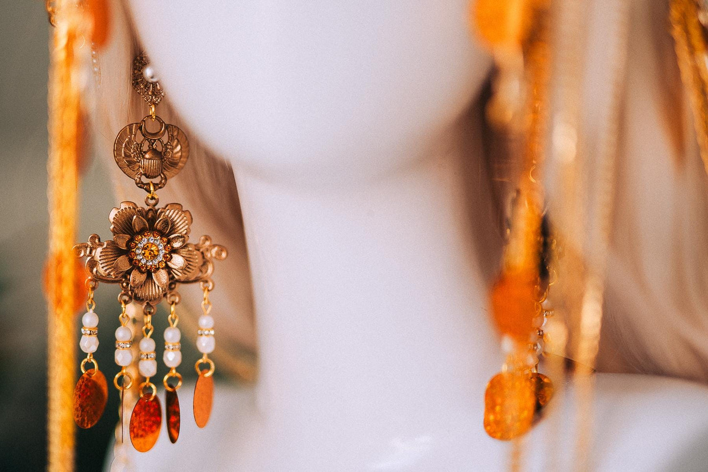 Cleopatra Earrings Gold Snake Jewelry Ancient Egypt Costume Accessory Festival Earrings Goddess Statement Pearl Drop Earrings