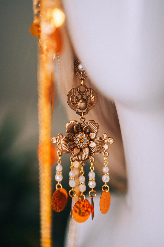 Cleopatra Earrings Gold Snake Jewelry Ancient Egypt Costume Accessory Festival Earrings Goddess Statement Pearl Drop Earrings