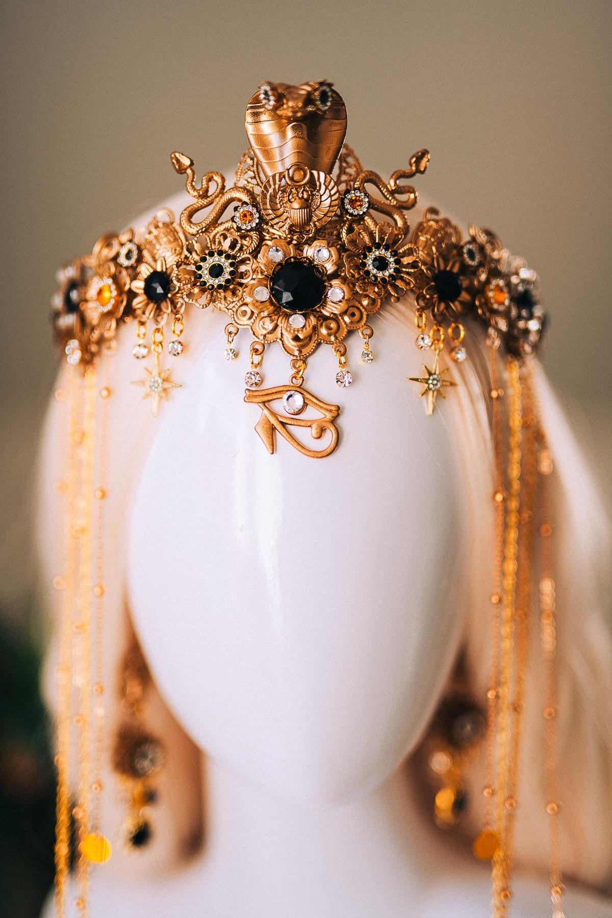 Cleopatra Gold Snake Crown Cobra Headpiece Egyptian Halo Crown Festival Goddess Headpiece Halloween Costume Tiara