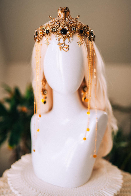 Cleopatra Gold Snake Crown Cobra Headpiece Egyptian Halo Crown Festival Goddess Headpiece Halloween Costume Tiara