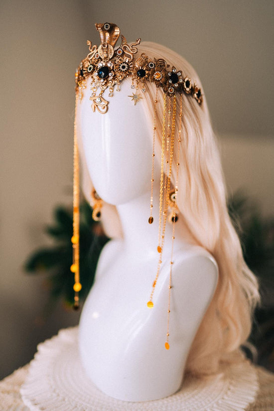 Cleopatra Snake Earrings Gold Drop Earrings Ancient Egypt Statement Jewelry Halloween Goddess Accessories Festival Earrings Costume