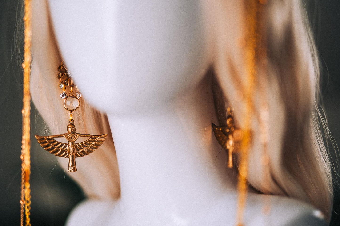 Cleopatra Gold Snake Crown Celestial Goddess Headpiece Wings Pearls Crystals Royal Serpent Tiara Festival Costume Jewelry Bride