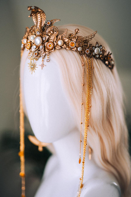 Cleopatra Earrings Gold Goddess Jewelry Serpent Inspired Statement Egypt Costume Halloween Royal Accessories Carnival Look