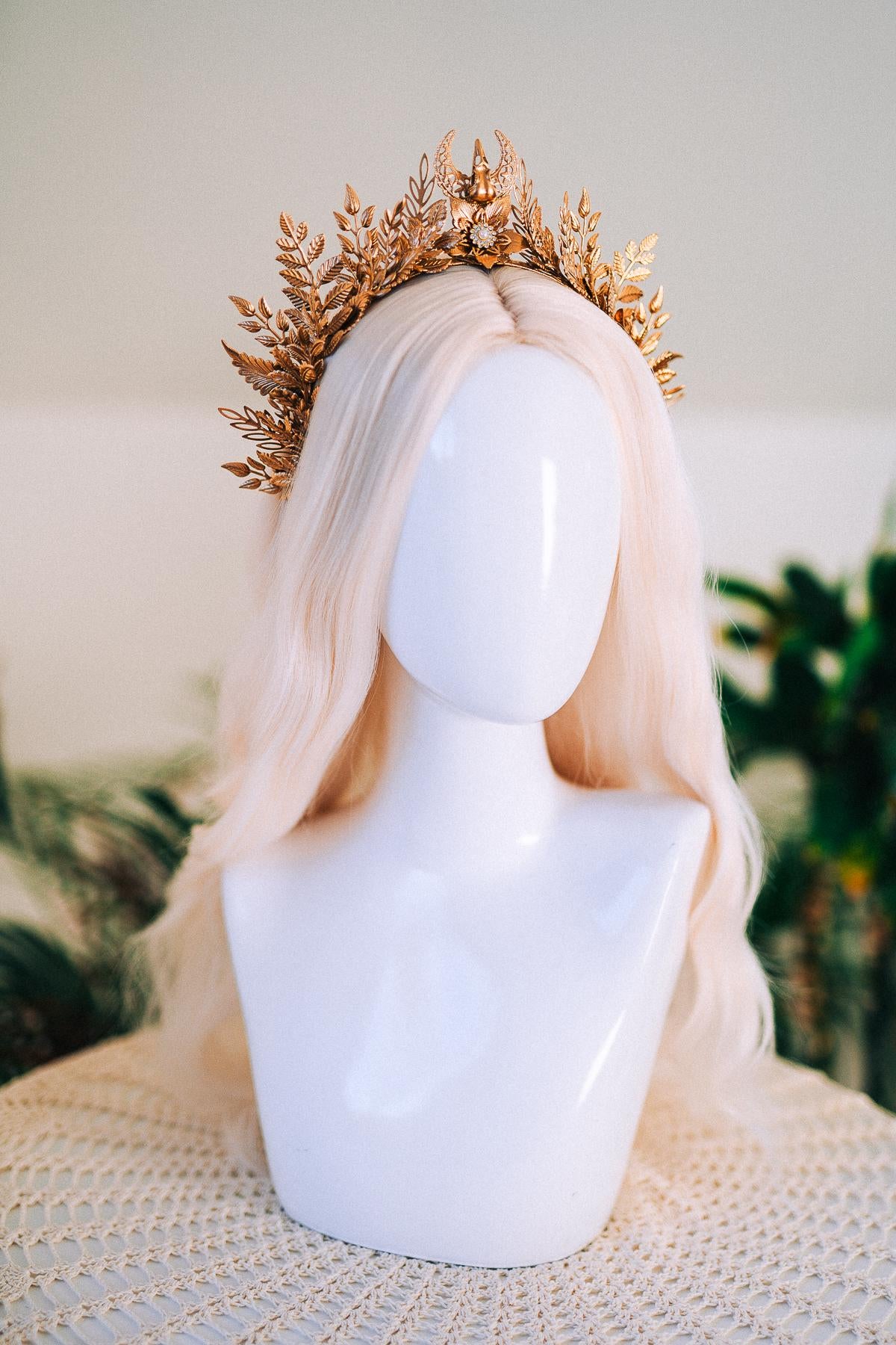 Golden Forest Goddess Tiara Regal Leaf Headpiece Halo Crown