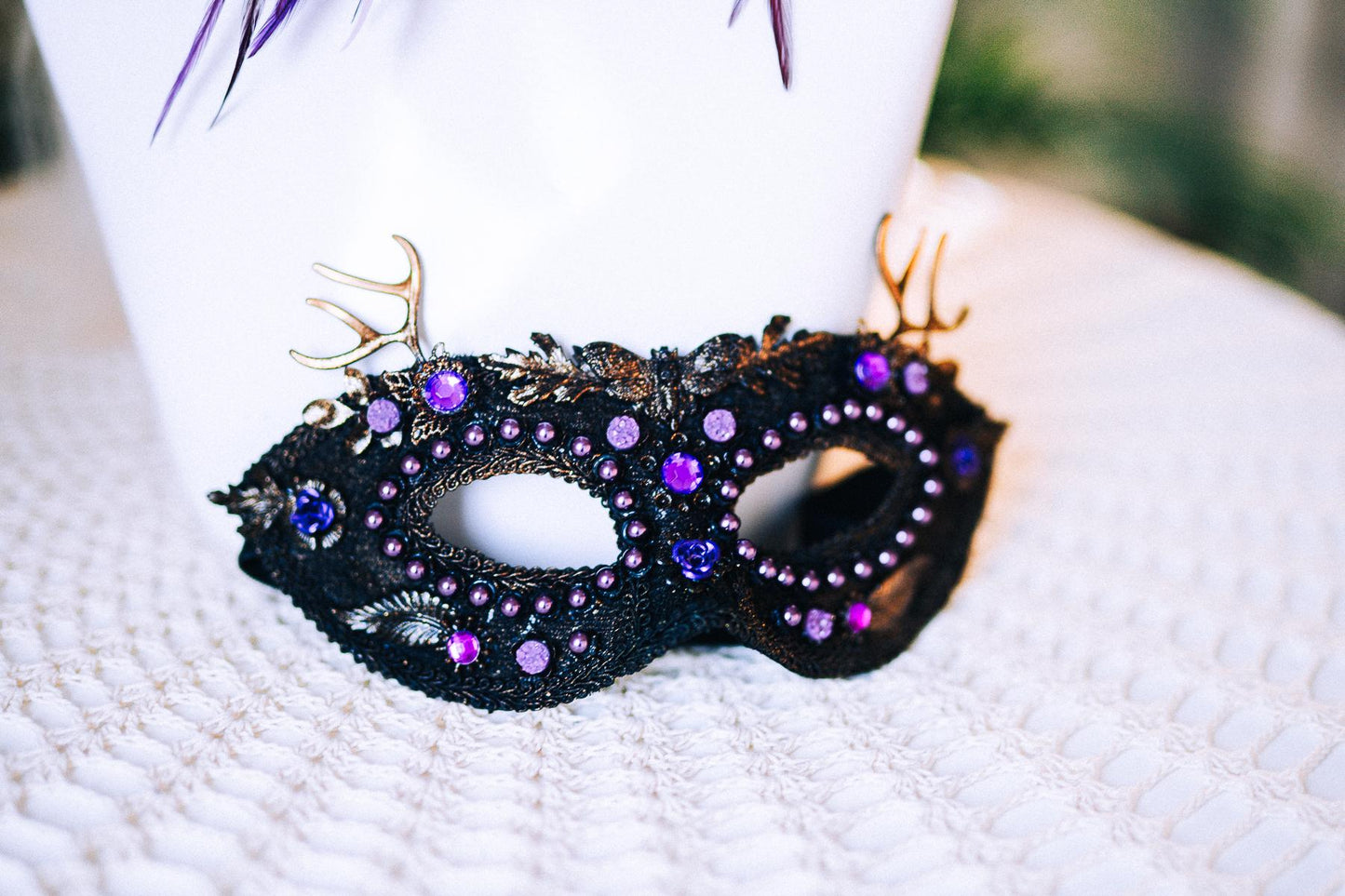 Lavender Goddess Masquerade Mask Purple Gold Luxury Floral Costume Mask