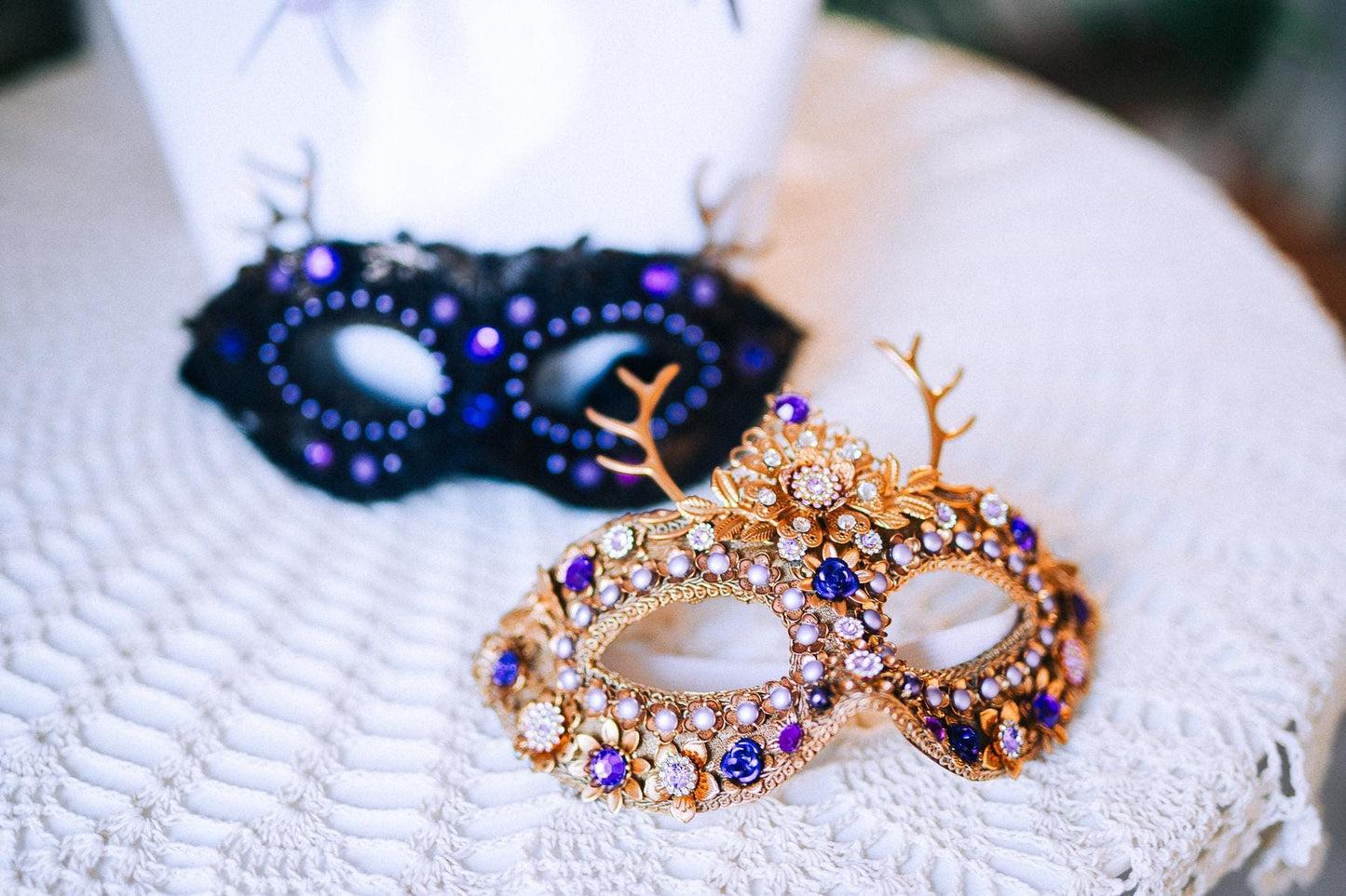 Lavender Goddess Masquerade Mask Purple Gold Luxury Floral Costume Mask