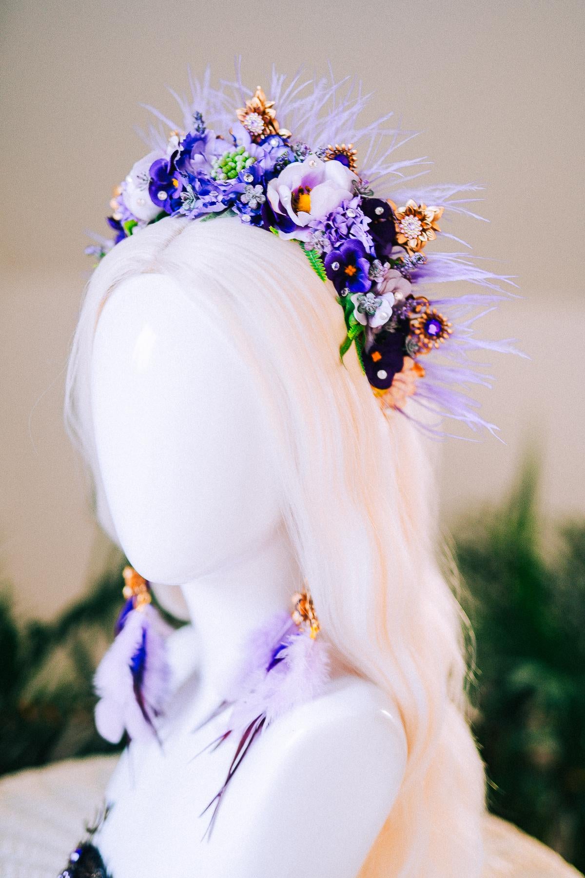 Lavender Goddess Masquerade Mask Purple Gold Luxury Floral Costume Mask