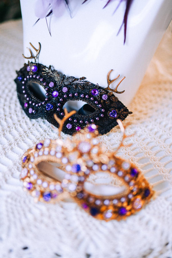 Lavender Goddess Feather Earrings Purple Gold Floral Statement Costume Jewelry