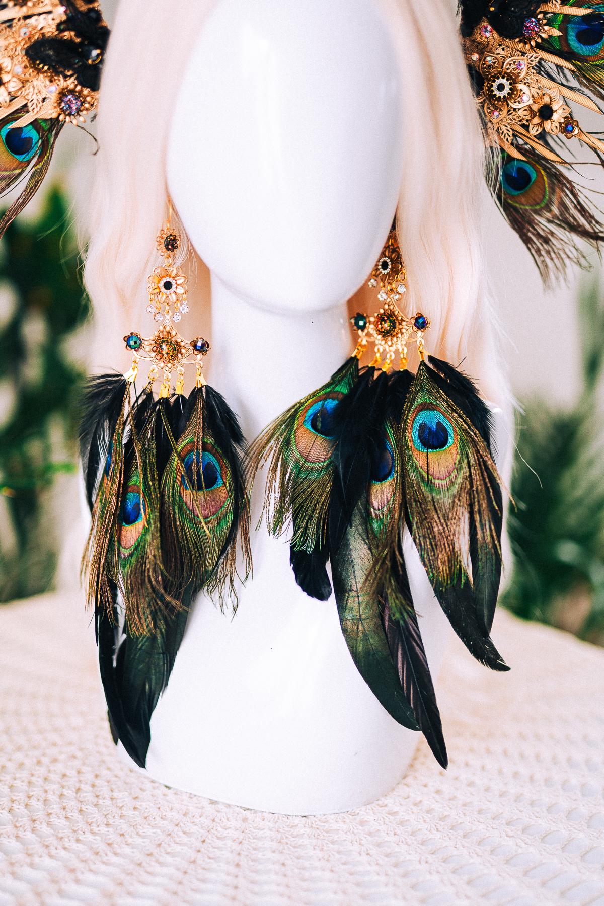 Golden Peacock Masquerade Mask Floral Carnival Costume Mask For Her