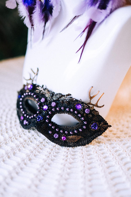 Lavender Goddess Masquerade Mask Purple Gold Luxury Floral Costume Mask