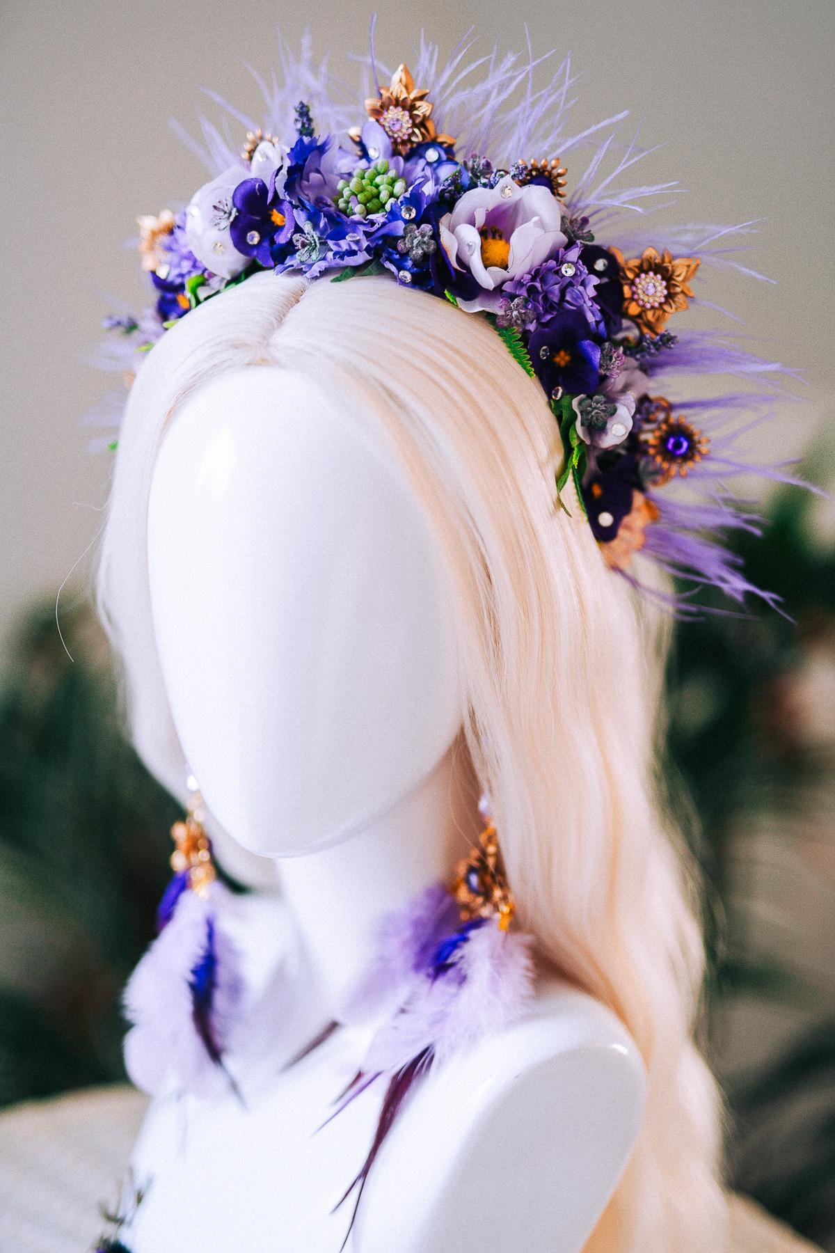 Lavender Goddess Masquerade Mask Purple Gold Luxury Floral Costume Mask