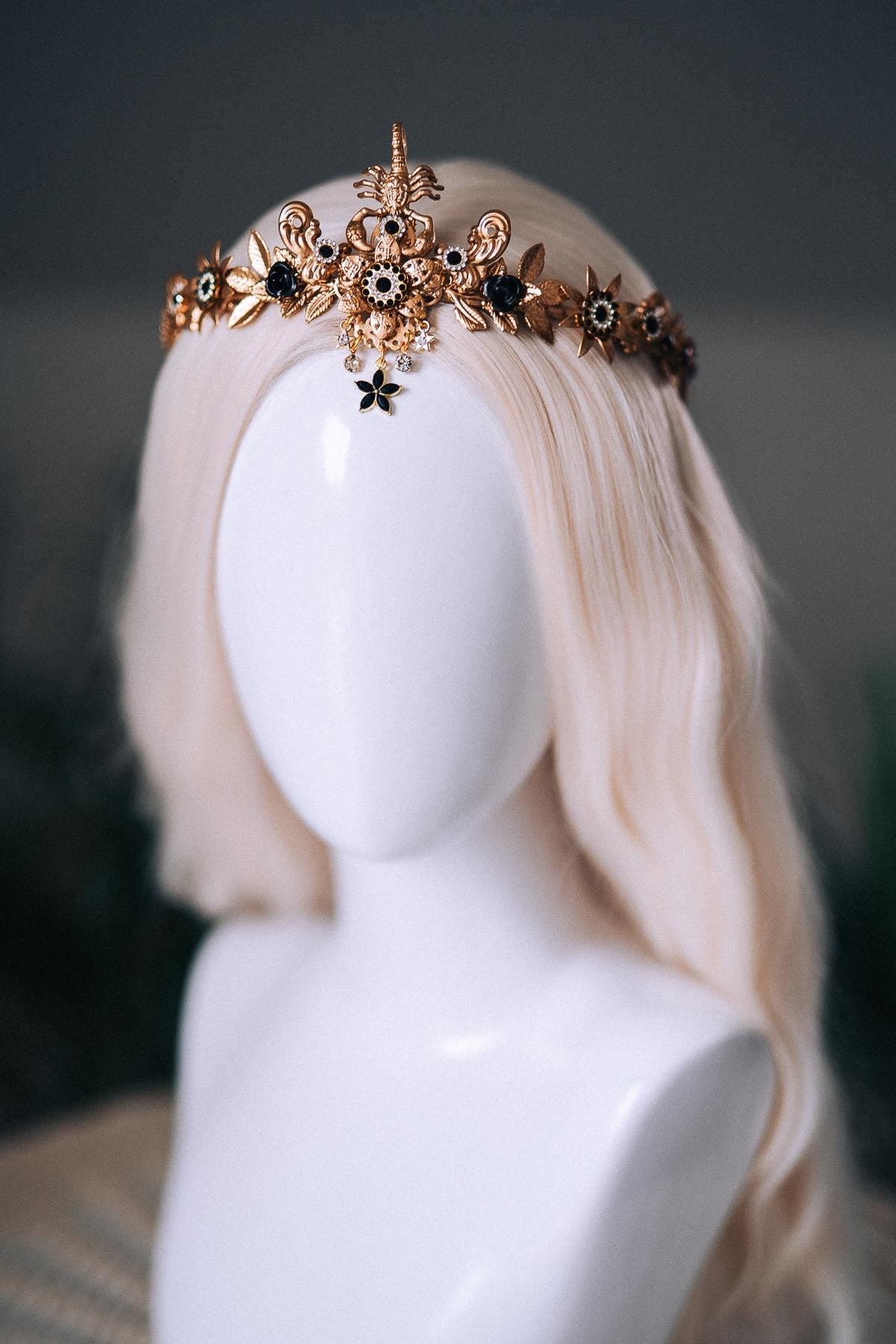 Scorpio Black Gold Tiara Zodiac Headpiece