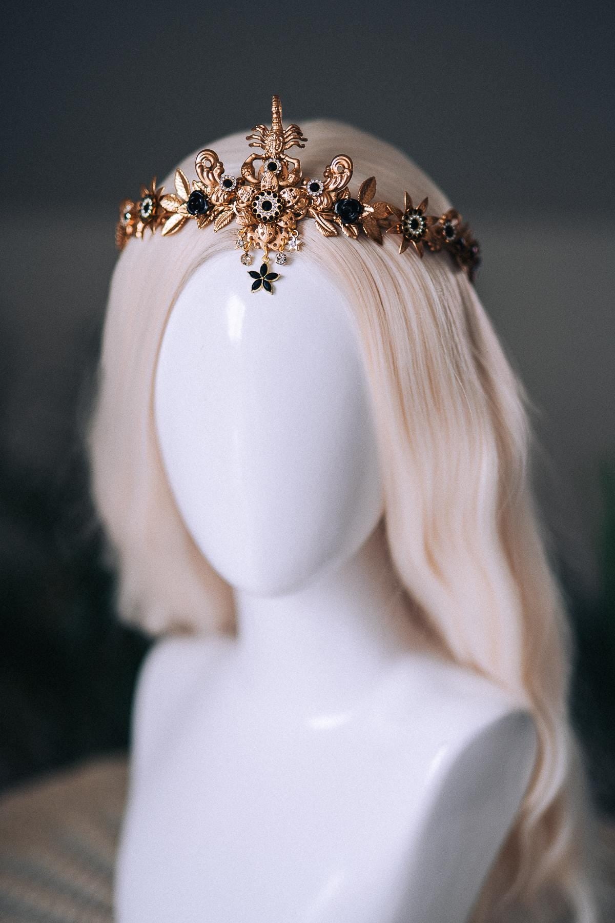 Scorpio Black Gold Tiara Zodiac Headpiece