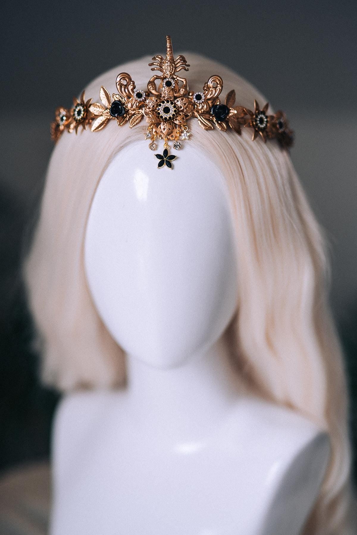 Scorpio Black Gold Tiara Zodiac Headpiece