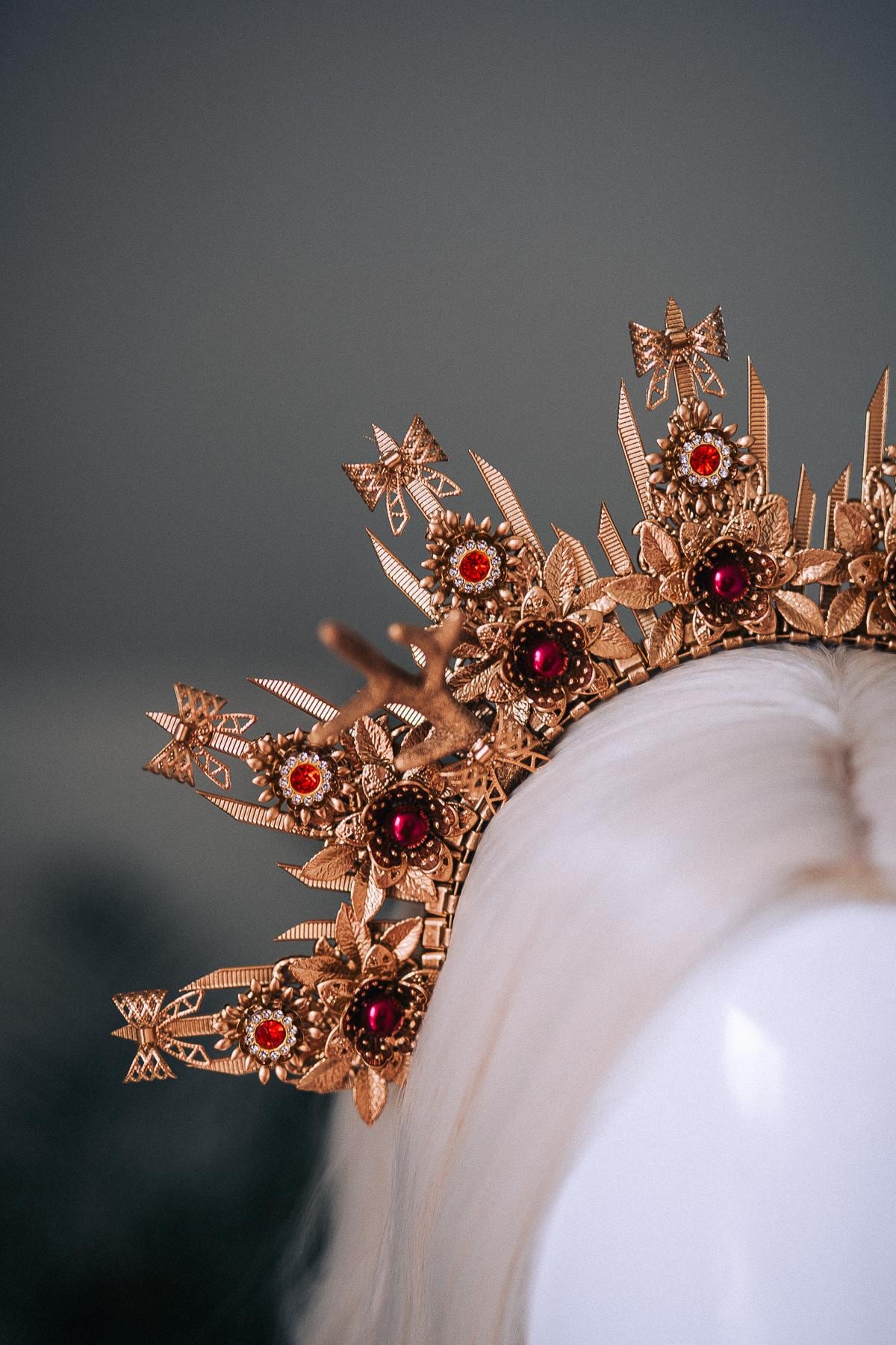 Christmas Halo Crown Red Green Gold Celestial Goddess Headpiece Holiday Tiara